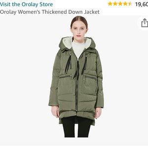 Amazon Orolay Women’s Thickened Down Jacket- Green, Medium